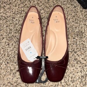 Time and Tru Women's Deep Red Ballet Heels
